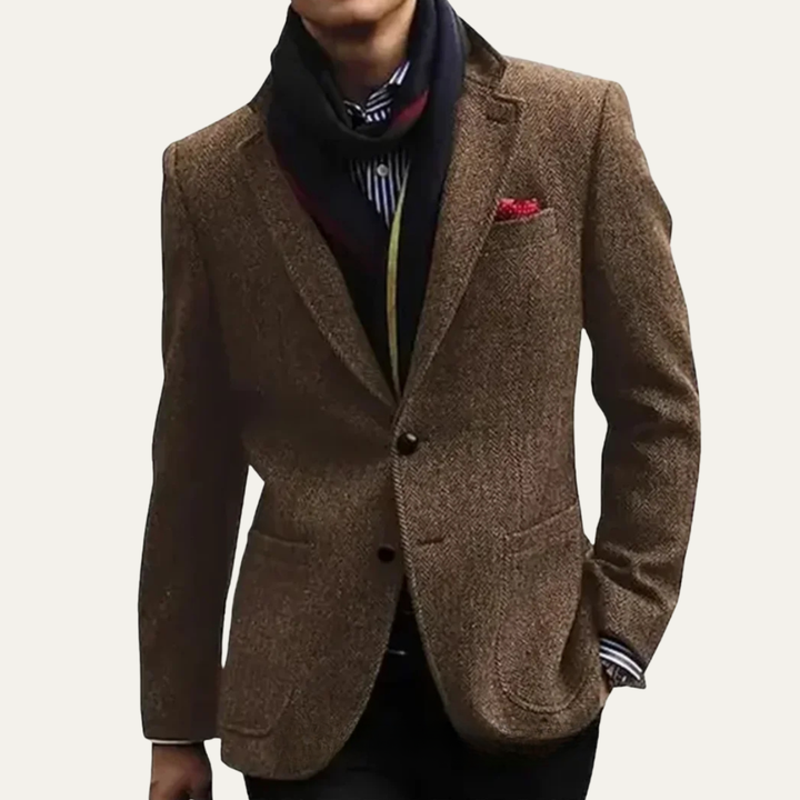 The Freiburg Men’s Trendy Herringbone Blazer Single Breasted Smart Blazer