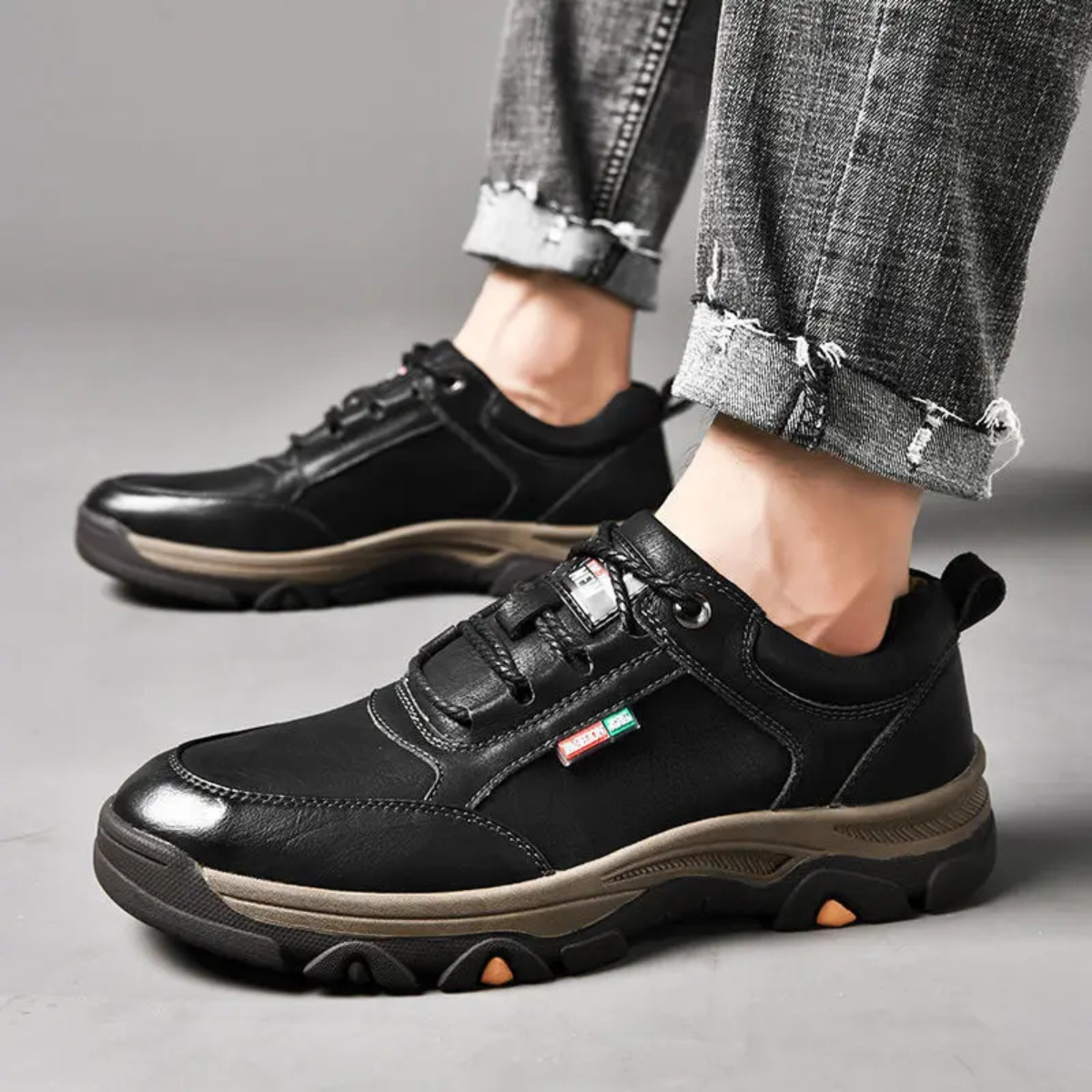 The Porto Rotondo Men’s Casual Lace Up Comfort Leather Trainers
