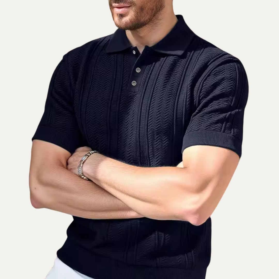 The Montecito Men's Cable Knit Polo Shirt