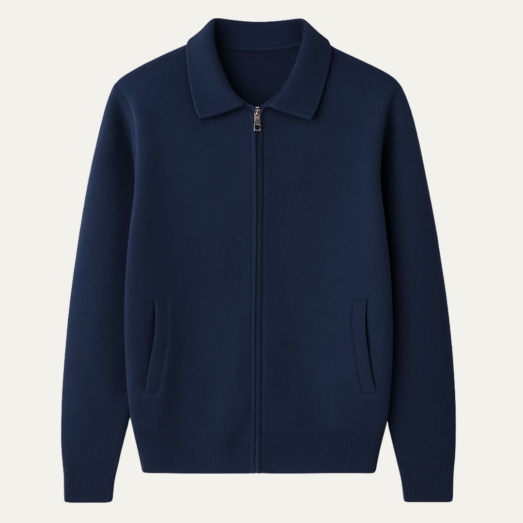 The Roma Men's Luxury Knitted Wool Zip Cardigan
