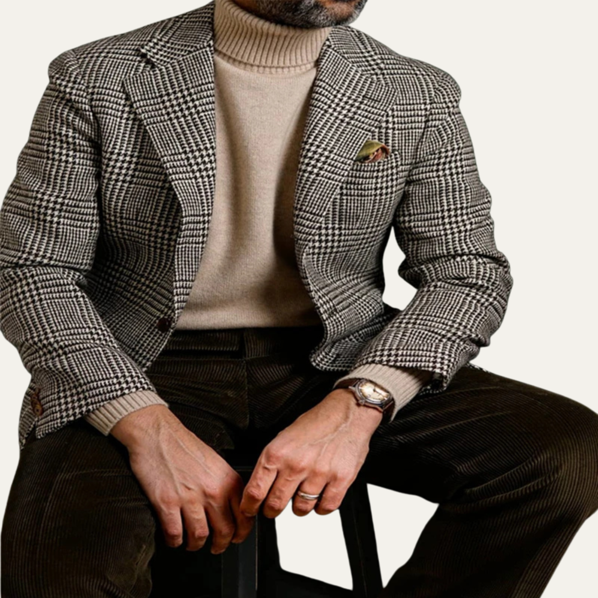 The Belgravia Men’s Houndstooth Classic Slim Fit Checked Blazer