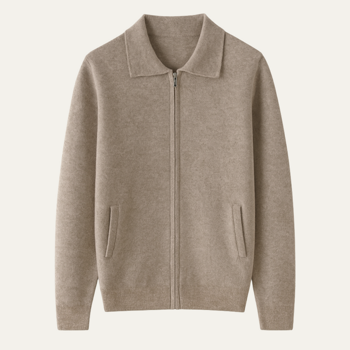 The Roma Men's Luxury Knitted Wool Zip Cardigan
