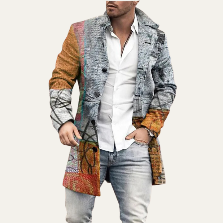 The Glenhaven Men's Colorful Patchwork Long Coat
