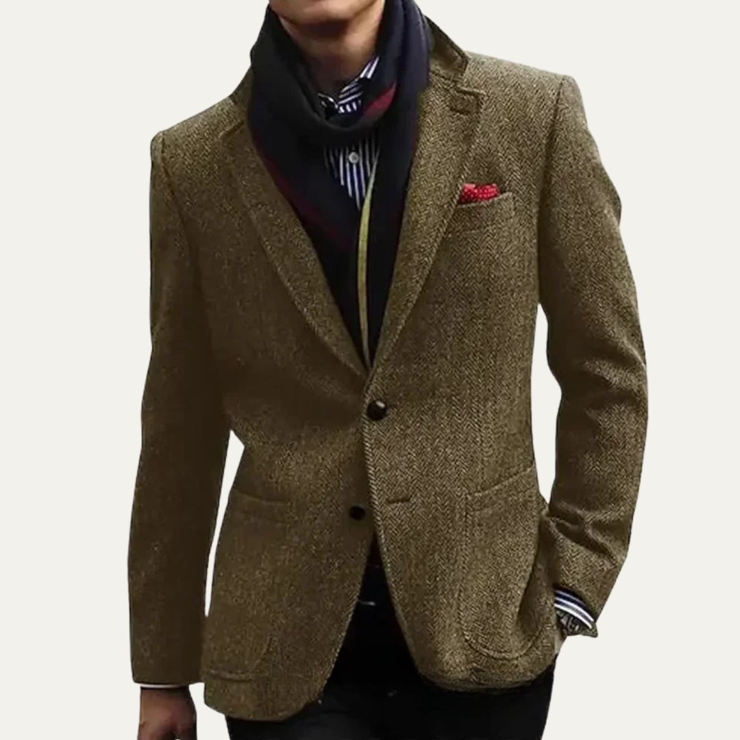 The Heidelberg Men’s Elegant Herringbone Blazer Single Breasted Smart Blazer