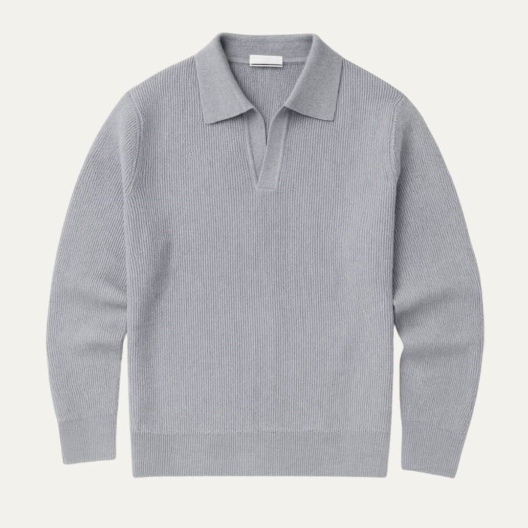 The Portofino Knitted Long Sleeve Polo Sweater for Men - Open Collar