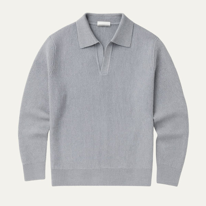 The Portofino Knitted Long Sleeve Polo Sweater for Men - Open Collar