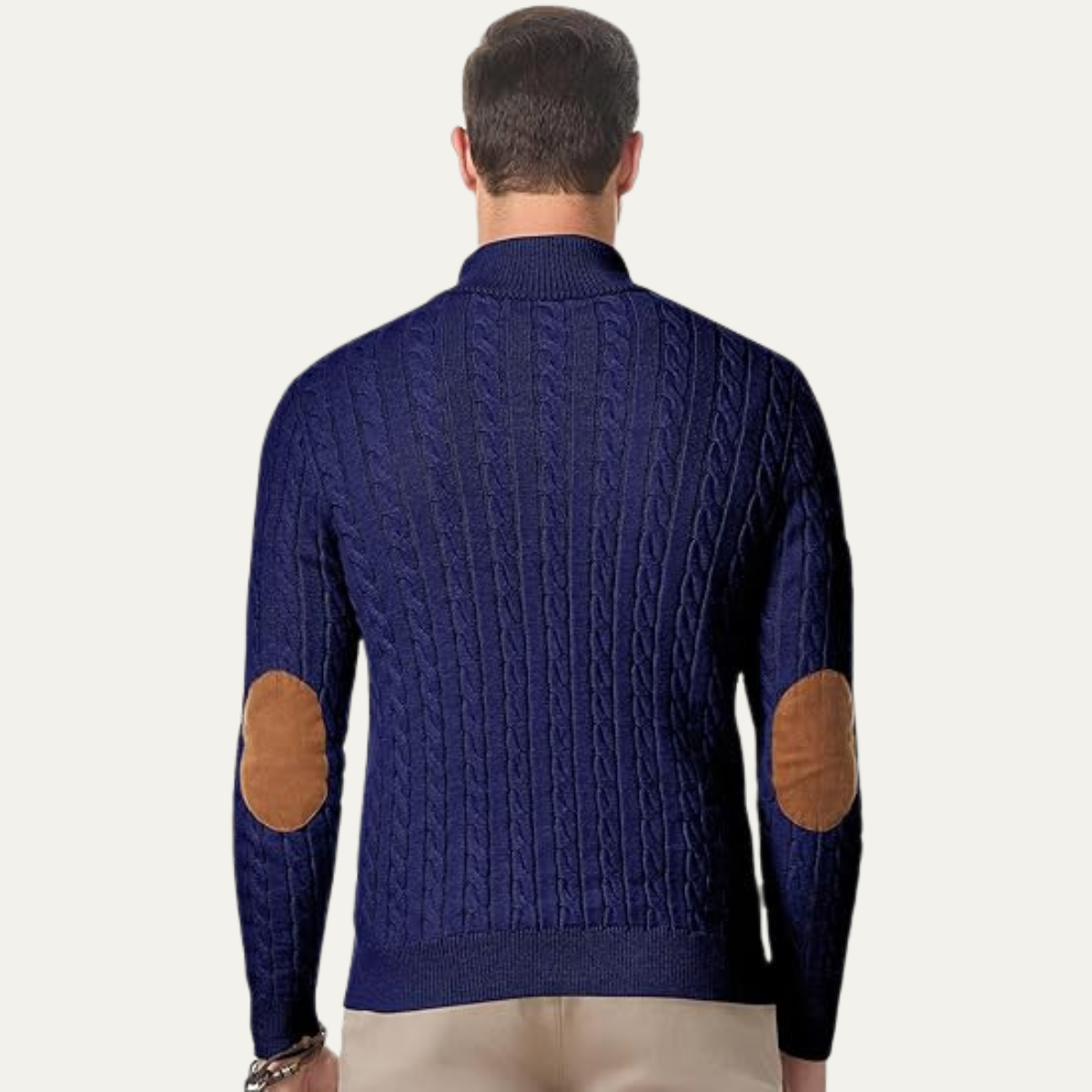 The Stamford Men's Cable Knit Collar Stand Sweater