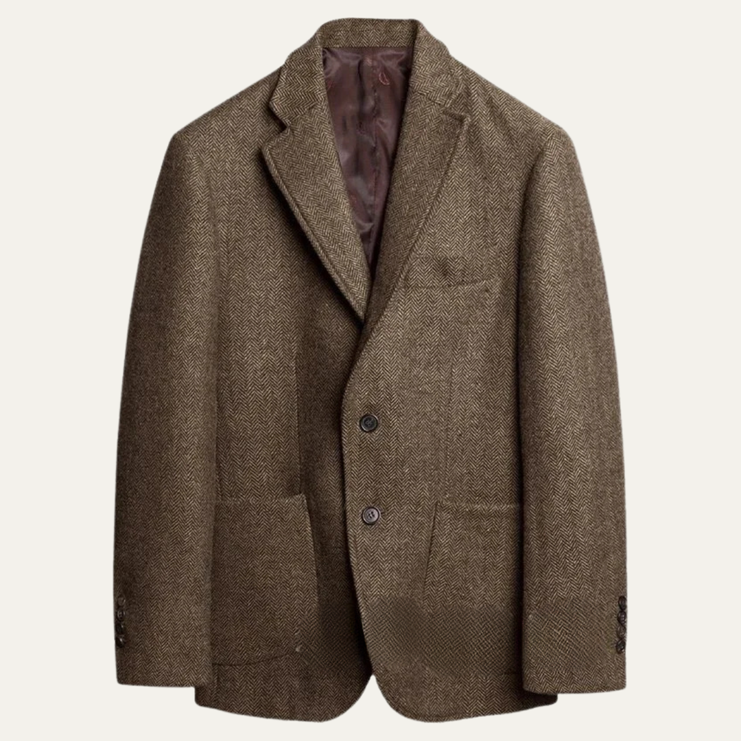 The Bonn Men’s Herringbone Wool Look Tweed Style Blazer