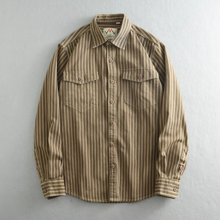The Brookland Men’s Classic Striped Casual Button Down Shirt