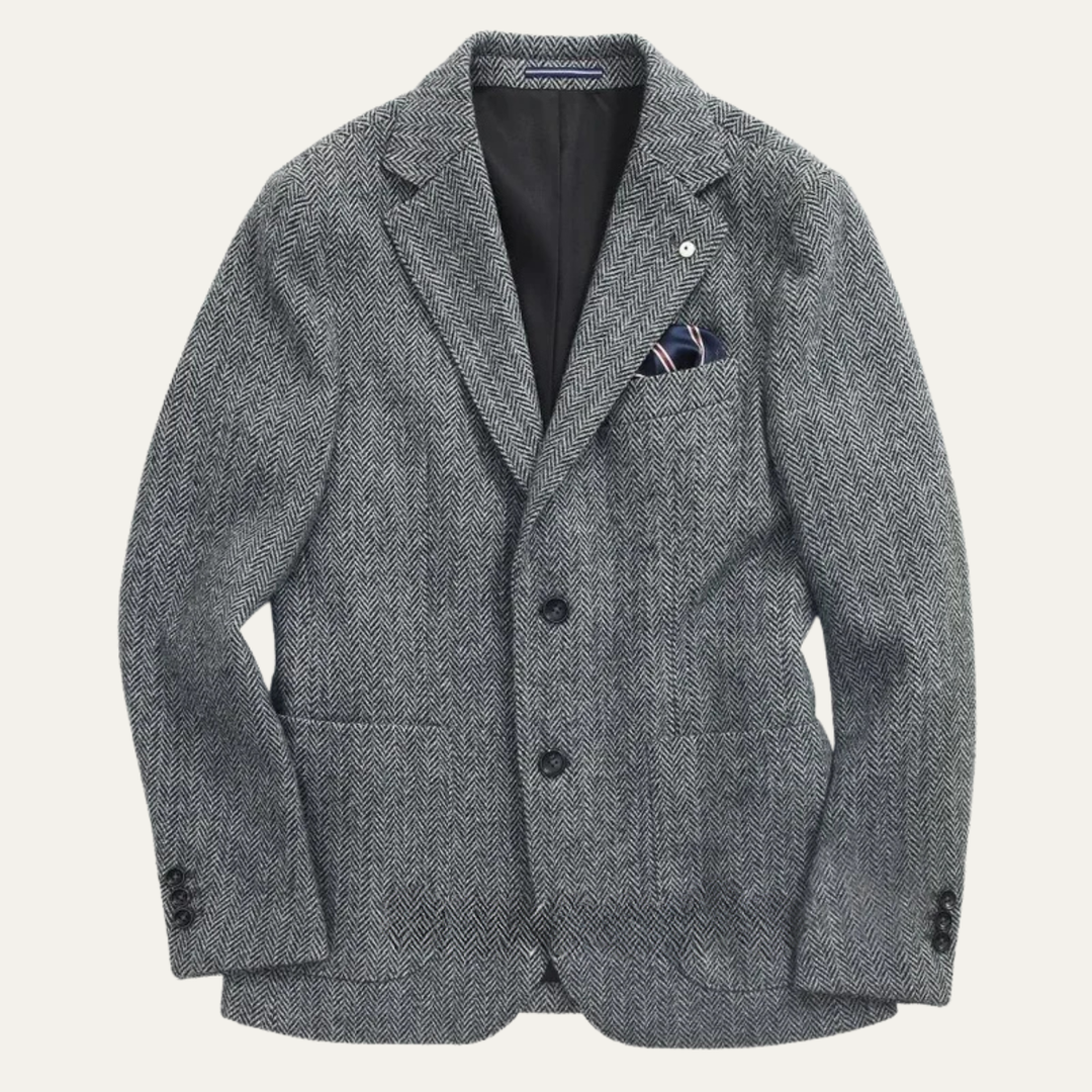The Bonn Men’s Herringbone Wool Look Tweed Style Blazer