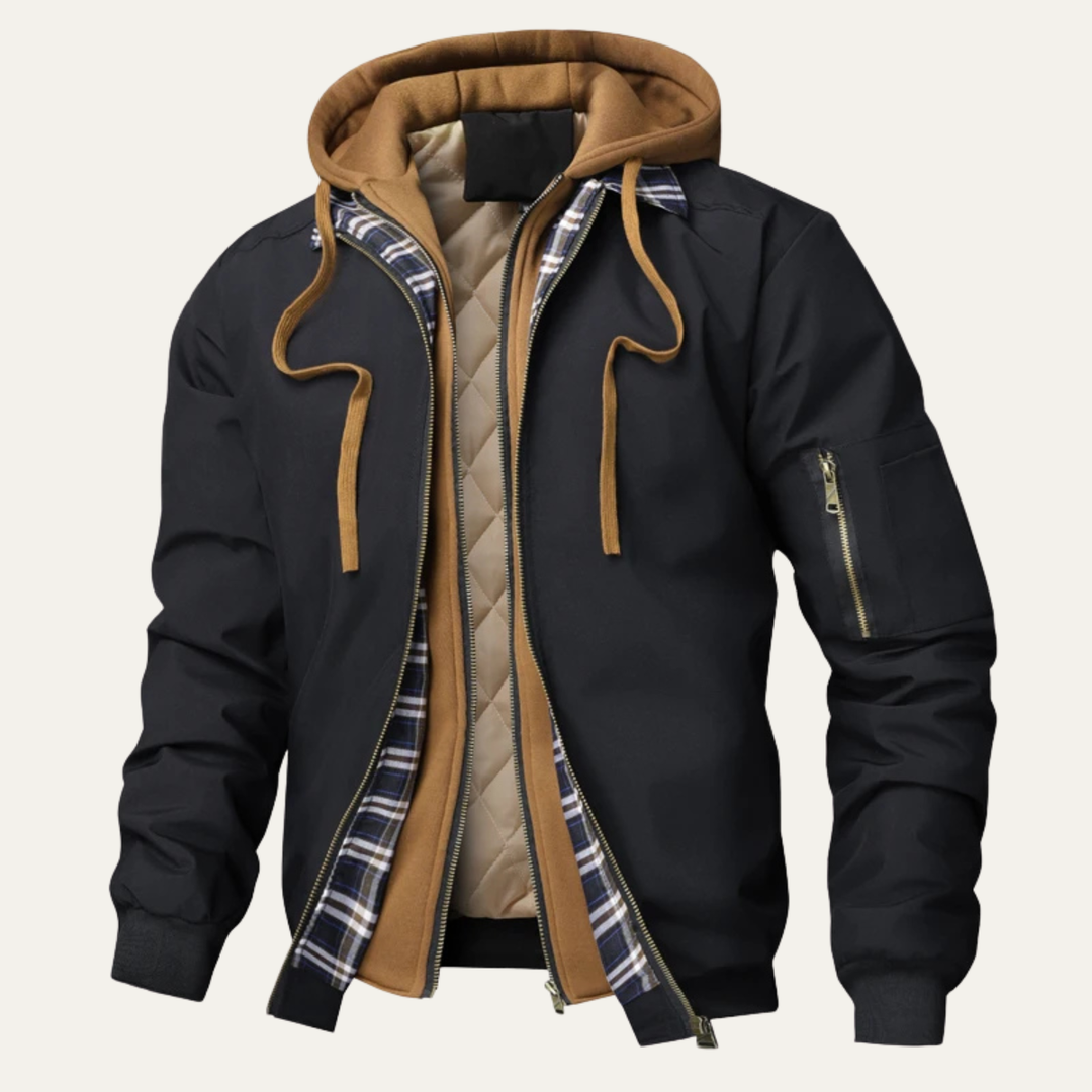 The Recco Men’s Warm Zip Quilted Hoodie Jacket with Fleece Lining