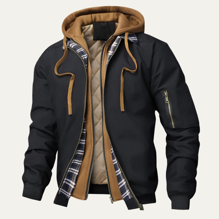 The Recco Men’s Warm Zip Quilted Hoodie Jacket with Fleece Lining