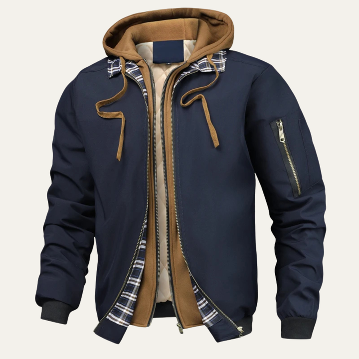 The Recco Men’s Warm Zip Quilted Hoodie Jacket with Fleece Lining
