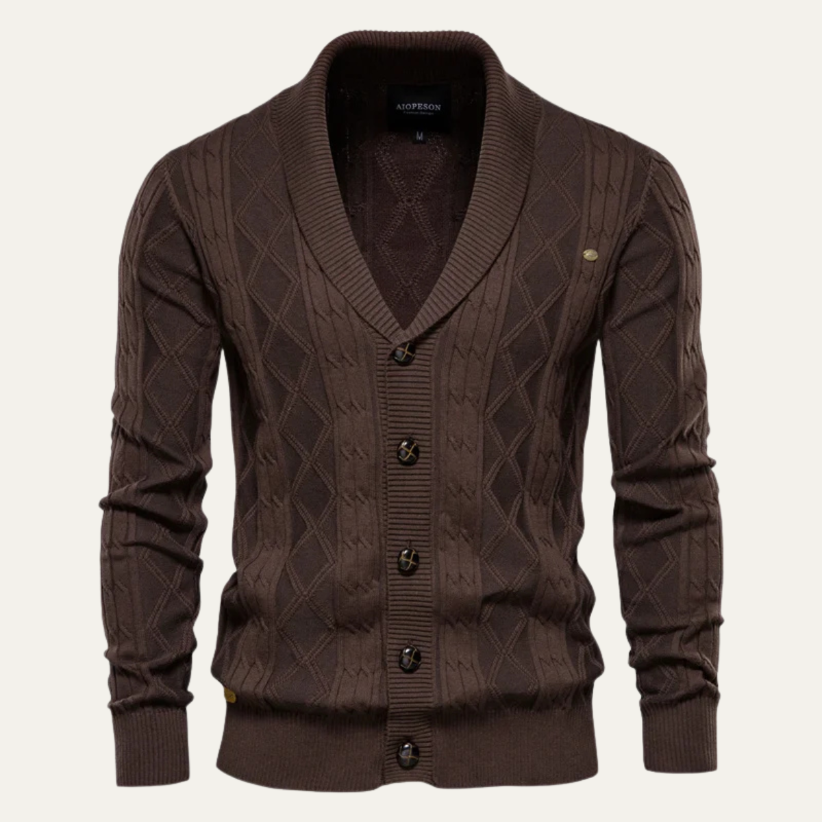 The Brecon Men's Cable Knit Button Front Cardigan