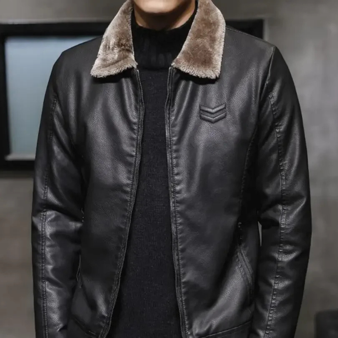 The Menton Men’s Winter Fleece Lined Leather Shearling Jacket