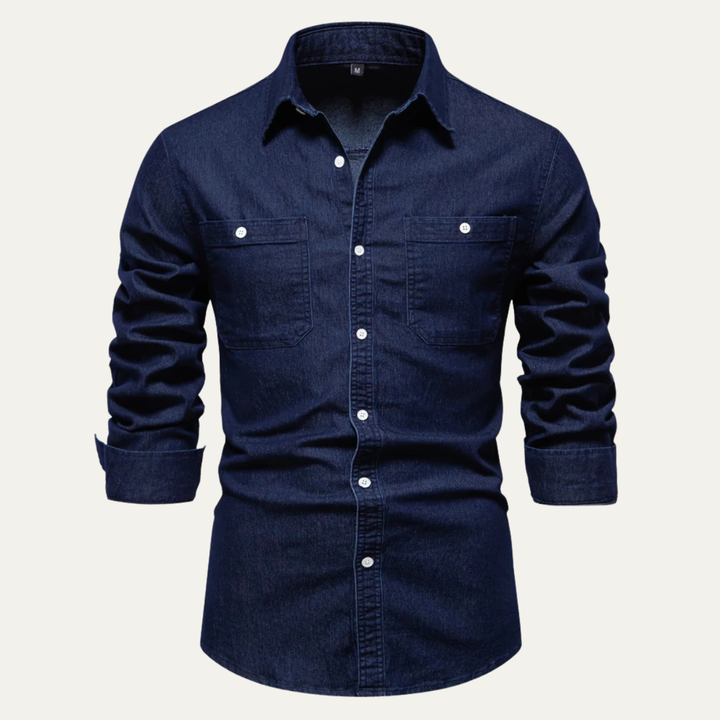 The Crestfall Ridge Men’s Slim Fit Denim Shirt with Double Pockets