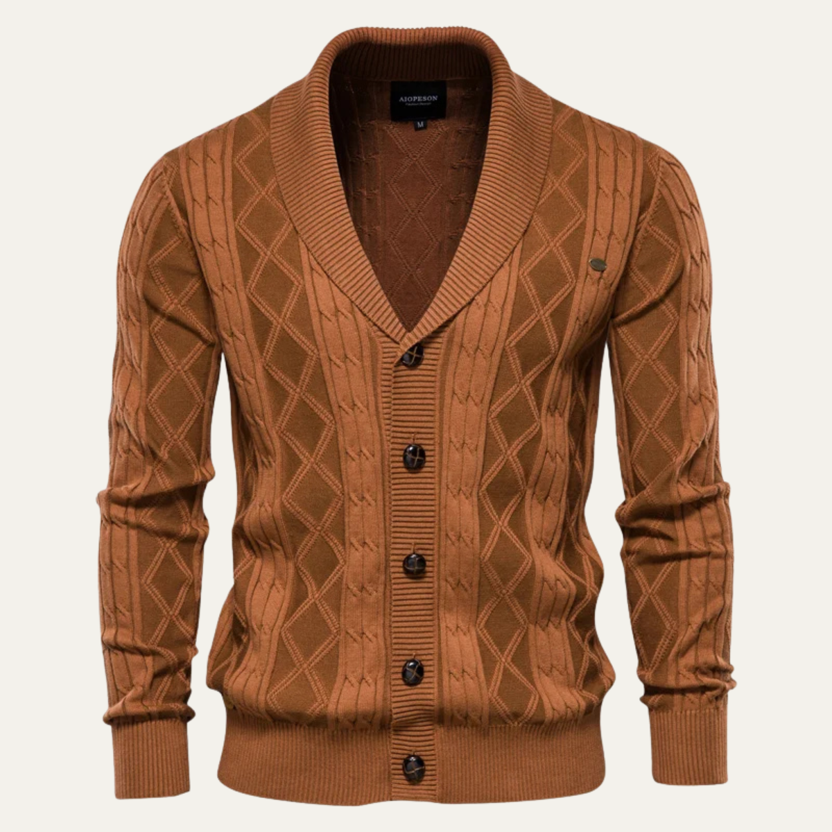 The Brecon Men's Cable Knit Button Front Cardigan