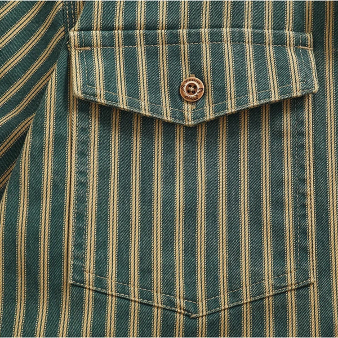 The Willowfall Men’s Nostalgic Casual Vertical Stripe Denim Shirt