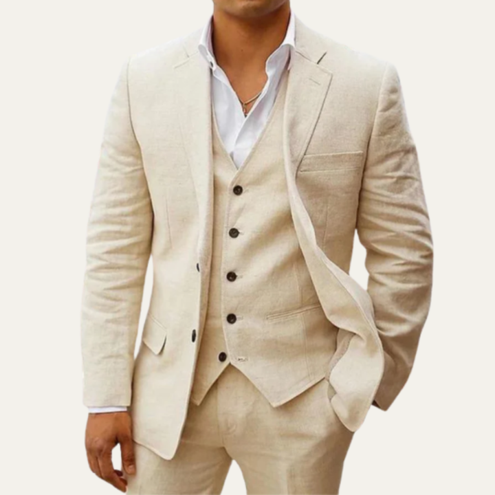 The Oakridge Men’s 3 Piece Cotton Suit – Classic Breathable Summer Set