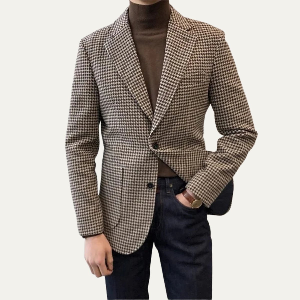 The Lezzeno Men’s Casual Retro Tweed Wool Blazer Jacket