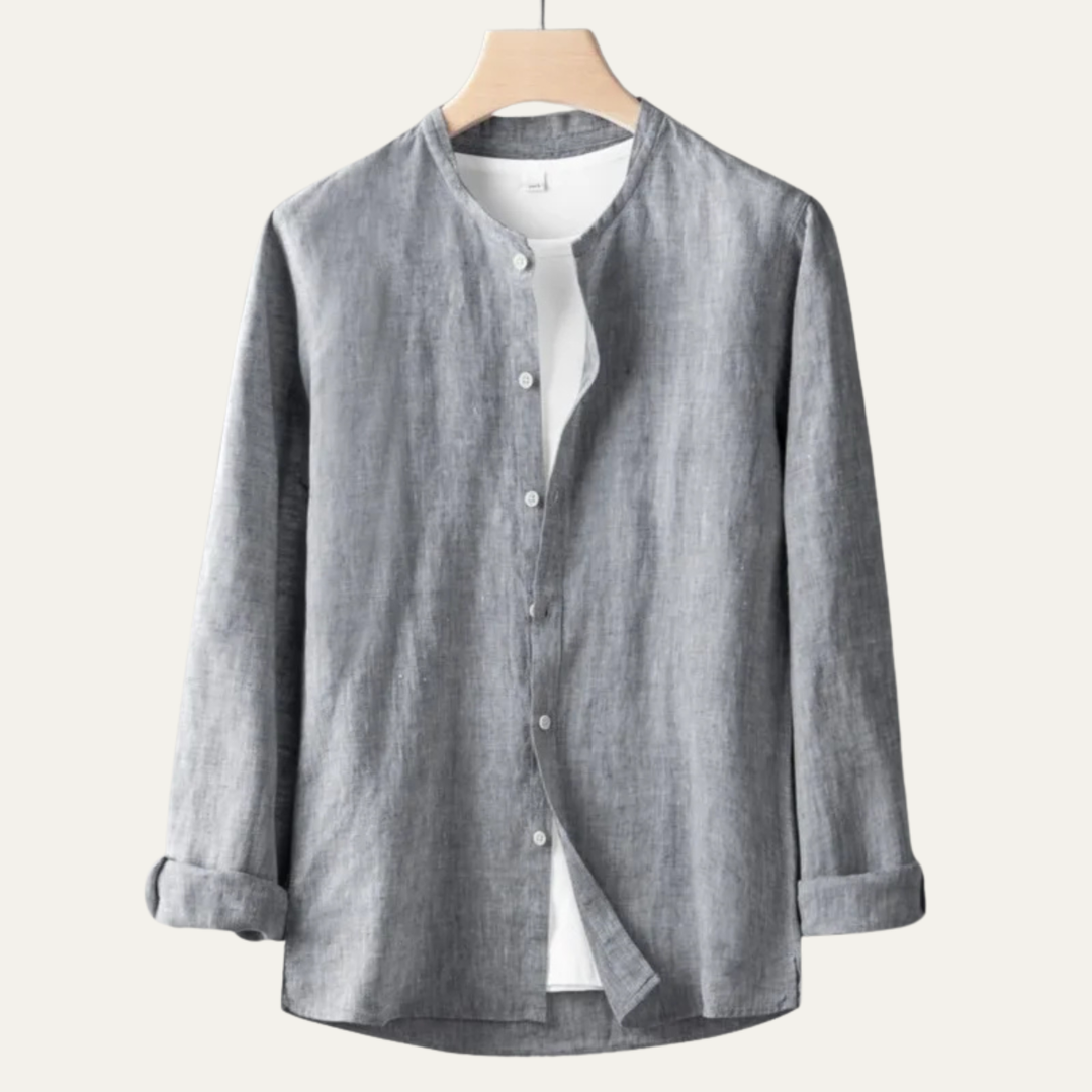 The Brookfield Lane Men’s Vintage Thin Round Neck Linen Shirt