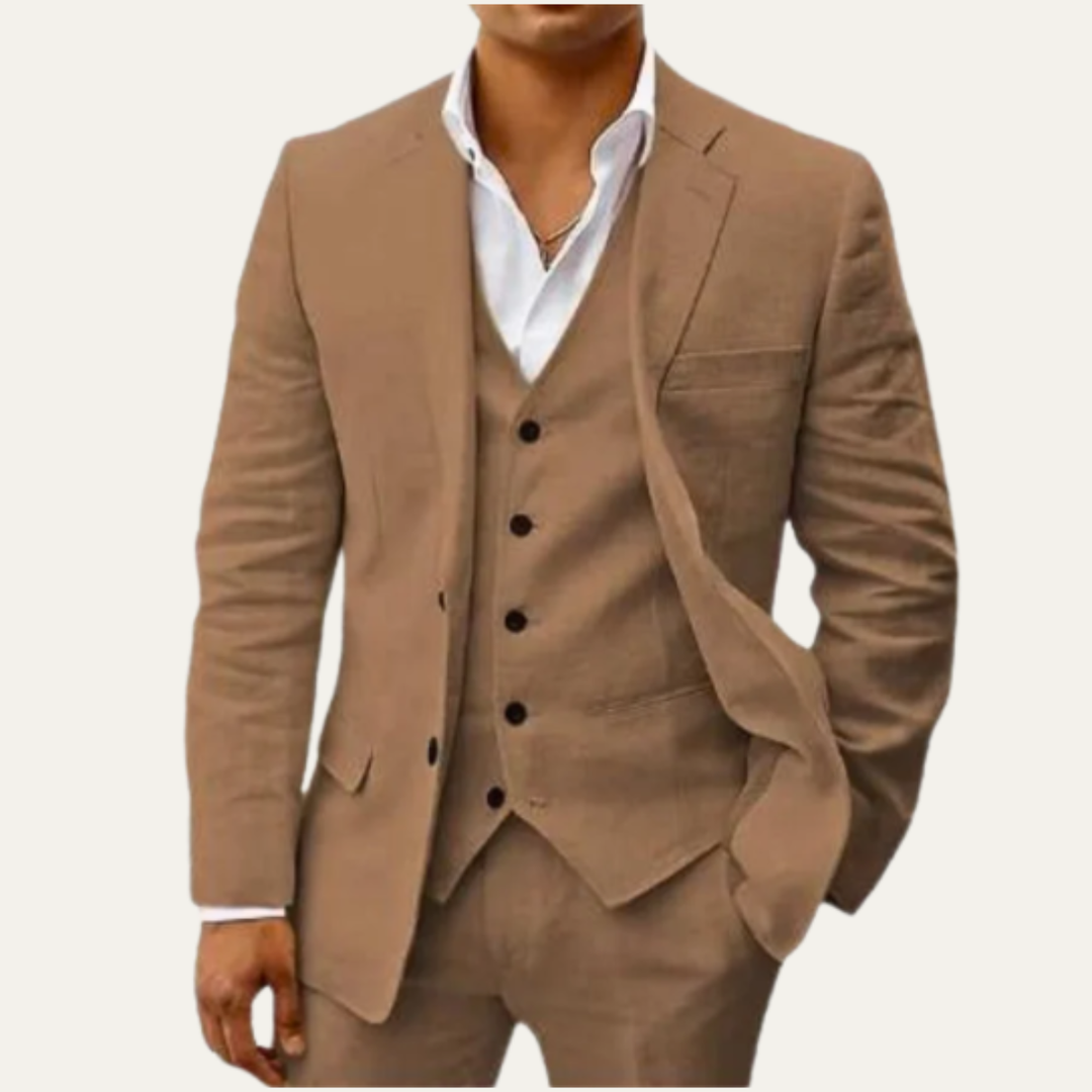 The Oakridge Men’s 3 Piece Cotton Suit – Classic Breathable Summer Set