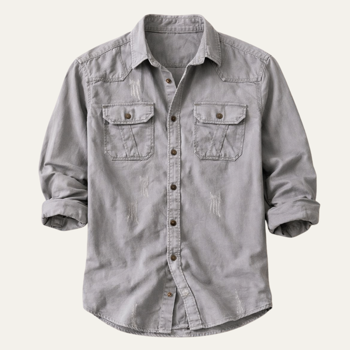 The Millridge Men’s Casual Denim Shirt with Double Pockets