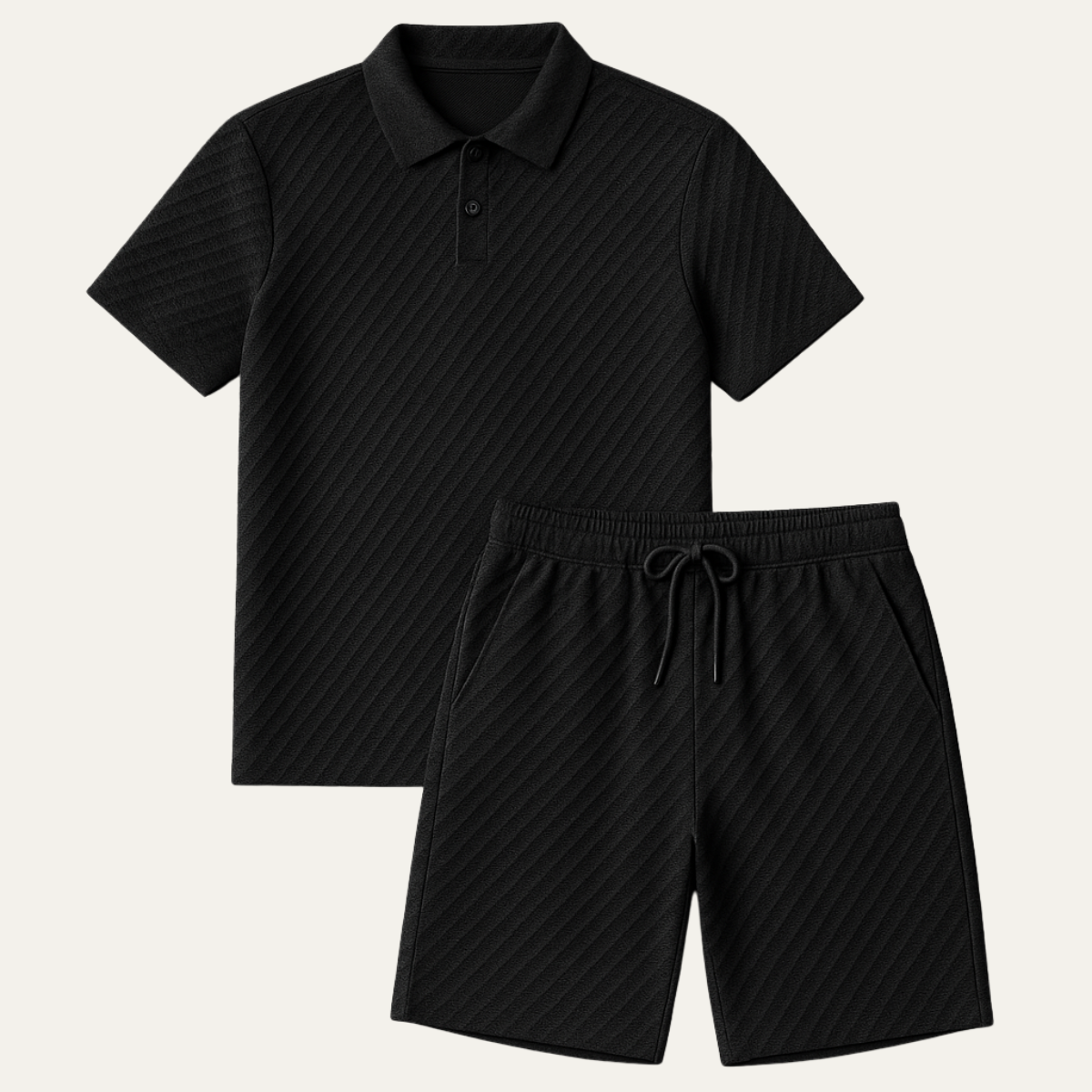 The Surrey Men’s Summer Jacquard Polo & Shorts Set – Lightweight Beach Outfit