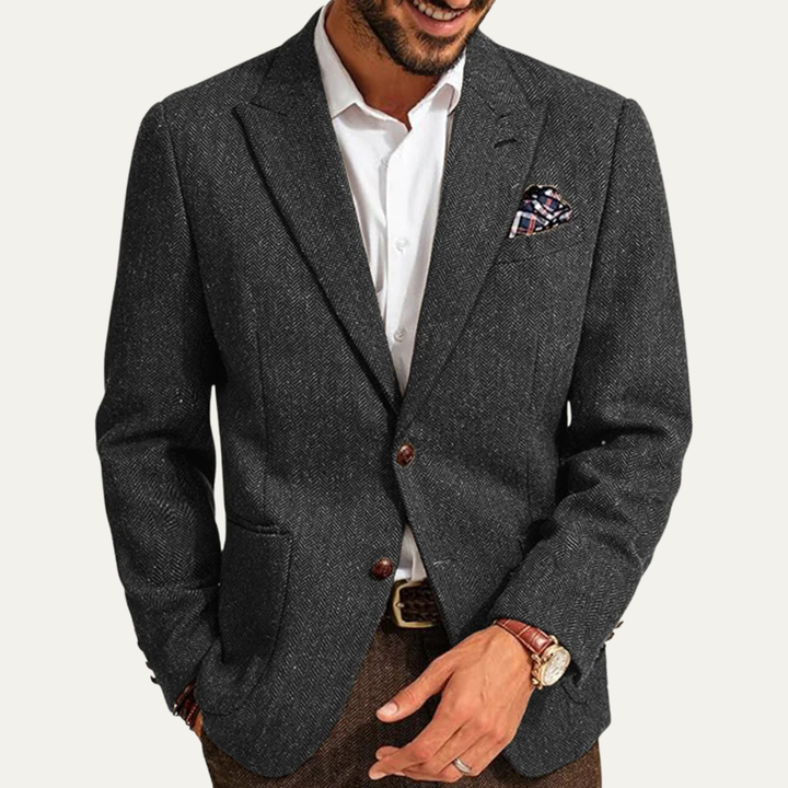 The Domaso Men’s Business Herringbone Single Breasted Tweed Blazer