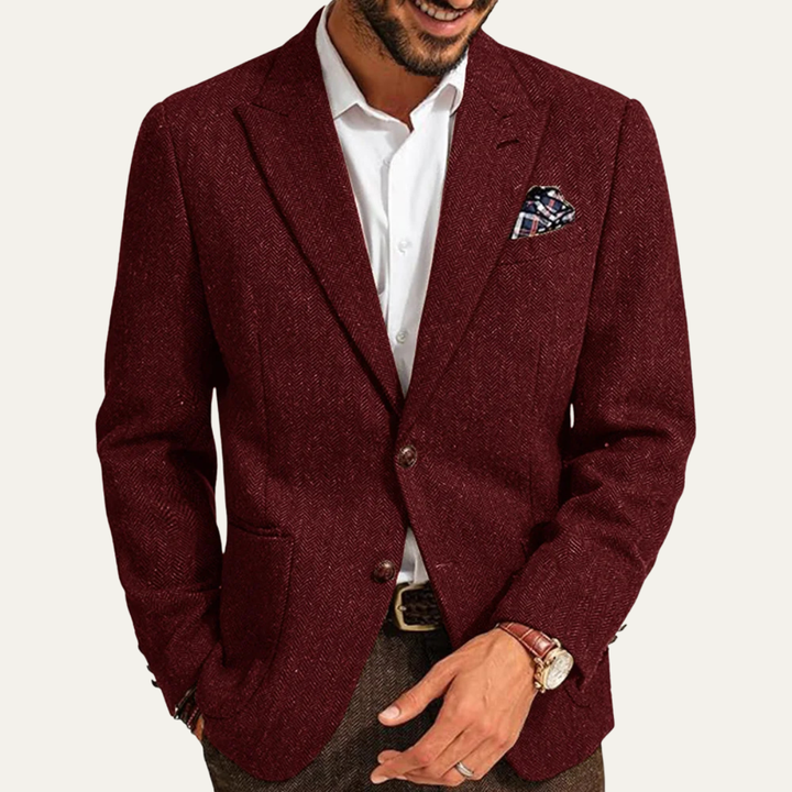 The Domaso Men’s Business Herringbone Single Breasted Tweed Blazer