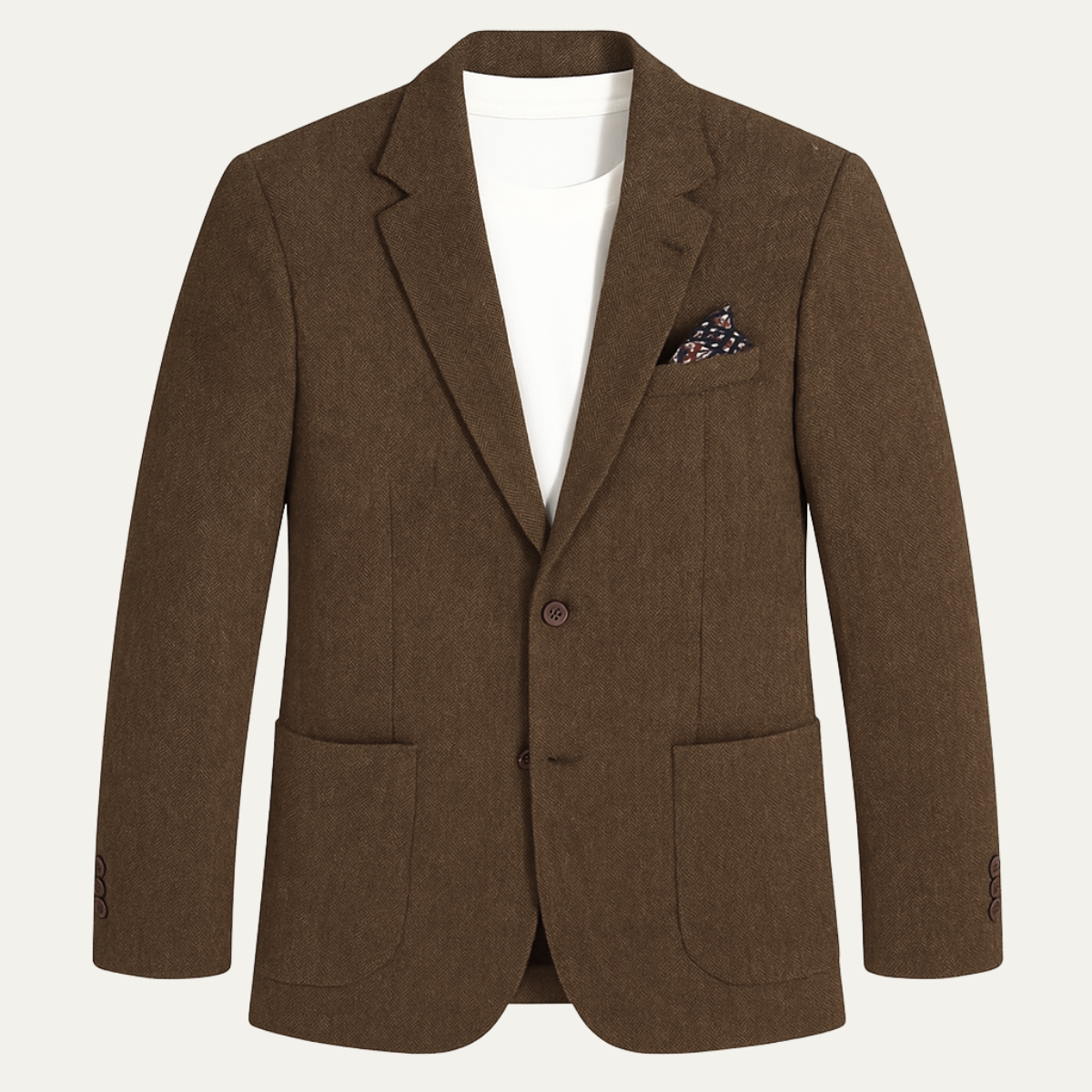 The Domaso Men’s Business Herringbone Single Breasted Wool Tweed Blazer
