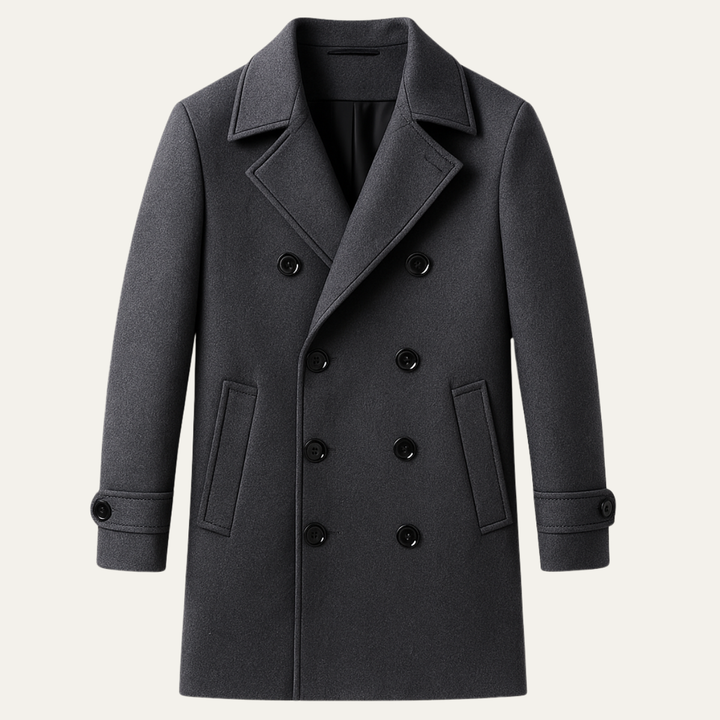 The Prescott Men’s Double Breasted Long Trench Coat – Wool Blend Overcoat
