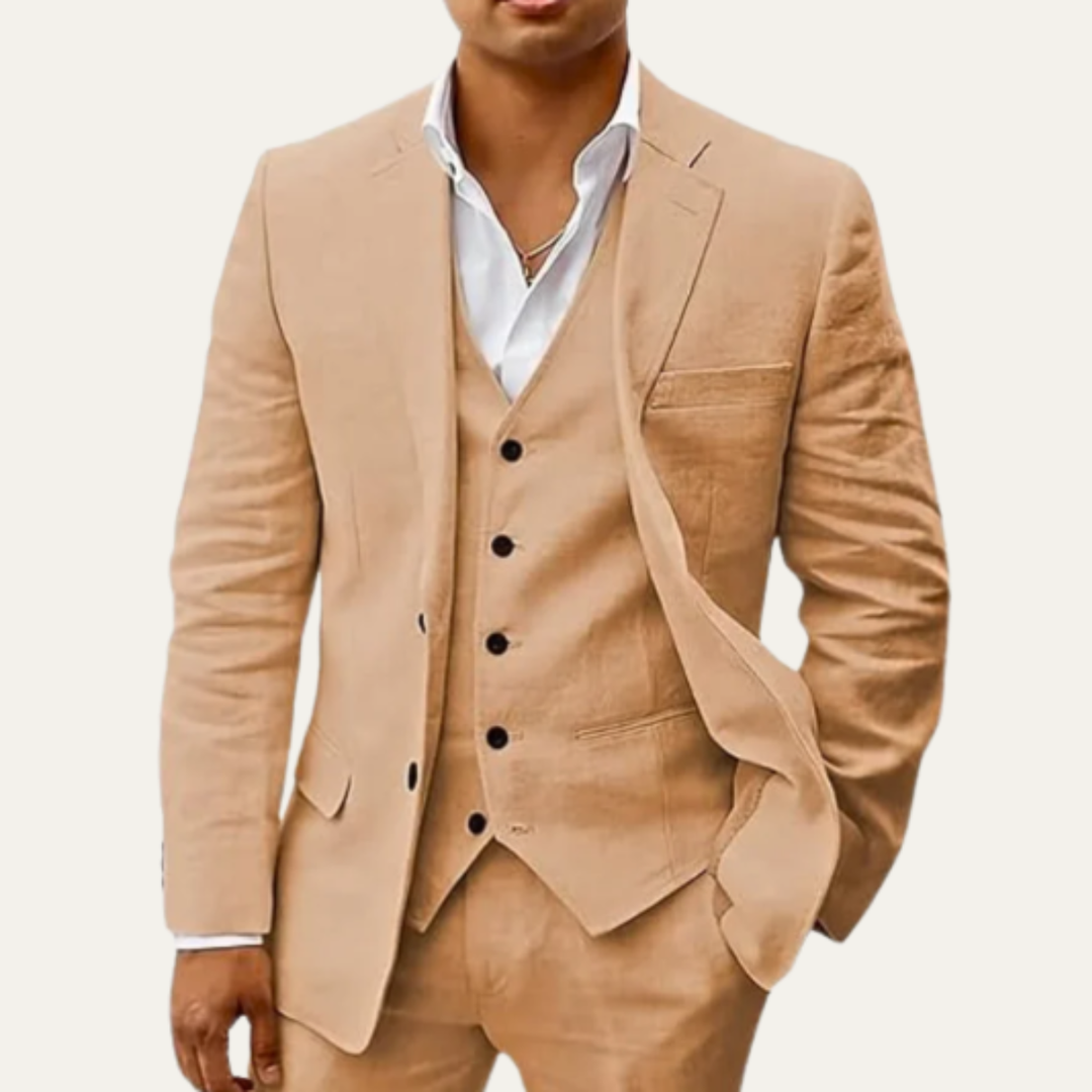 The Oakridge Men’s 3 Piece Cotton Suit – Classic Breathable Summer Set