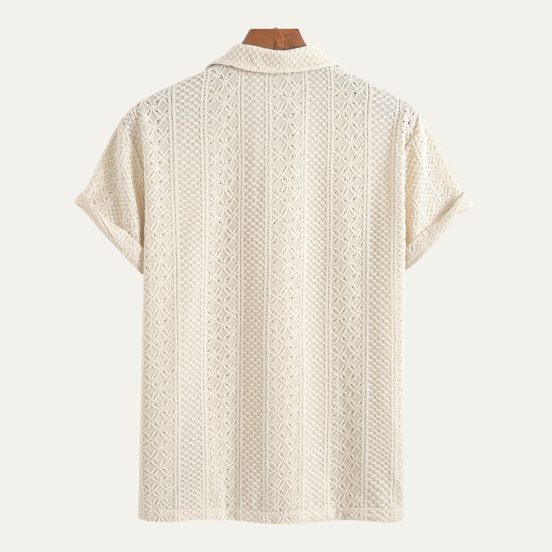 The Havencrest Men’s Jacquard Textured Casual Knitted Polo Shirt