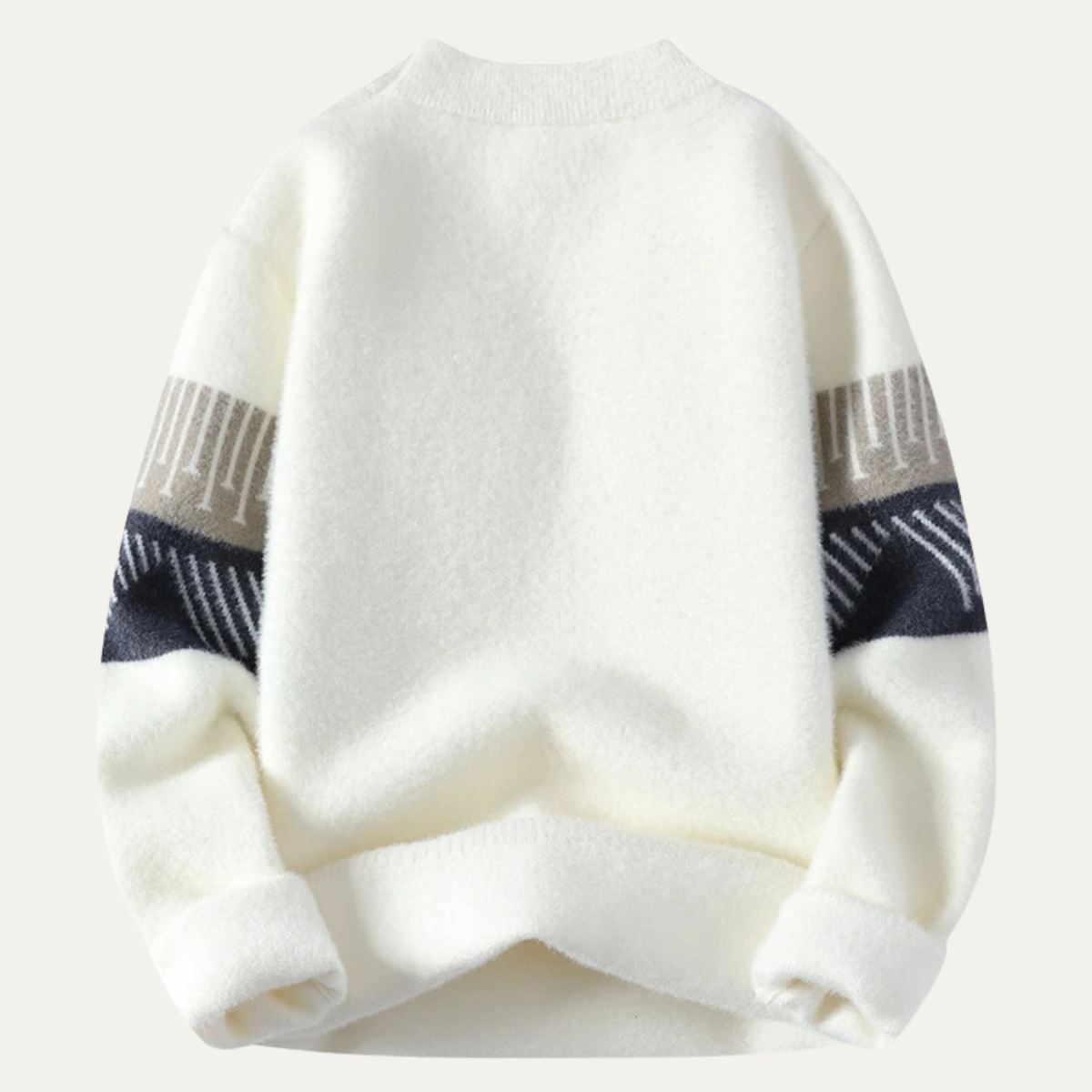 The Carloforte Men’s Warm Winter Pattern Cashmere Sweater – White