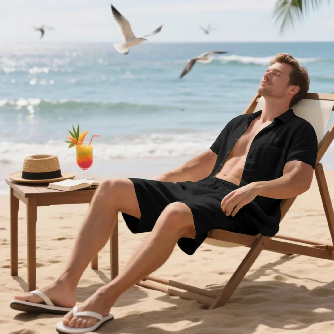 The Kirkwood Men’s Lightweight Summer Short Sleeve Shirt & Shorts Set