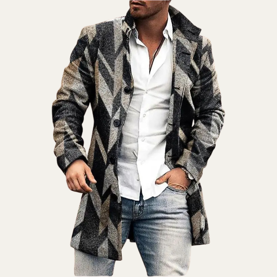 The Briarcliff Men's Long Plaid Check Coat