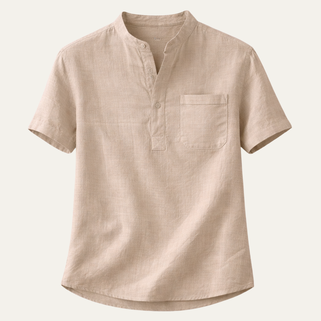 The Hillgate Men’s Casual Cotton Linen Henley Shirt