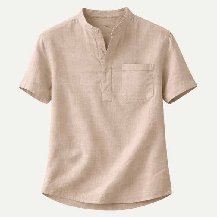 The Hillgate Men’s Casual Cotton Linen Henley Shirt