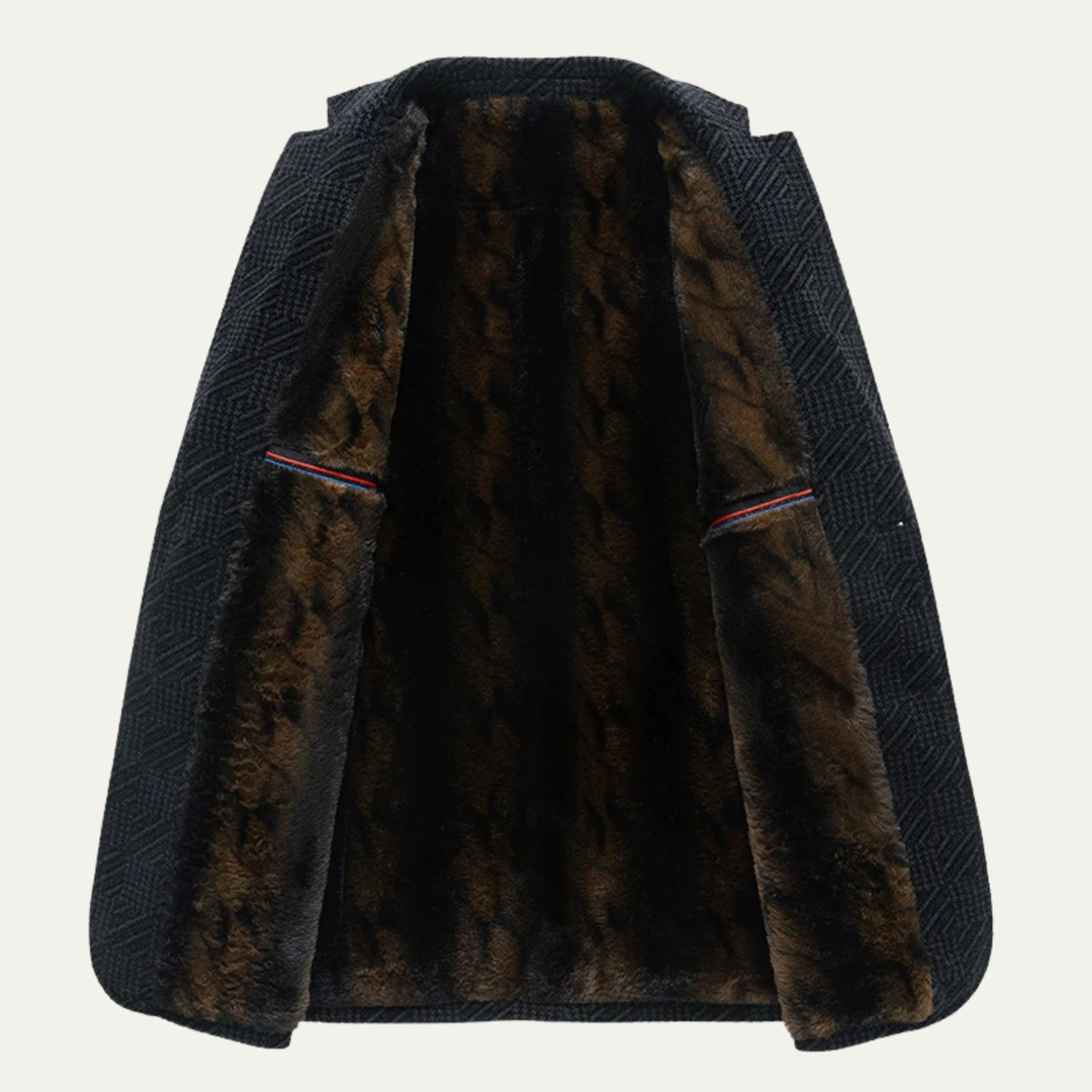 The Bremen Men’s Thick Warm Fur Lined Patterned Chenille Blazer