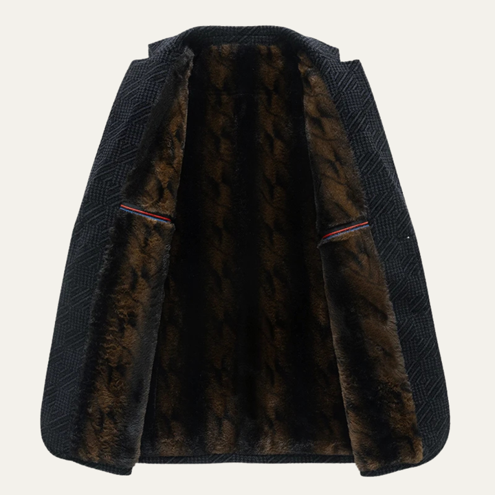 The Bremen Men’s Thick Warm Fur Lined Patterned Chenille Blazer