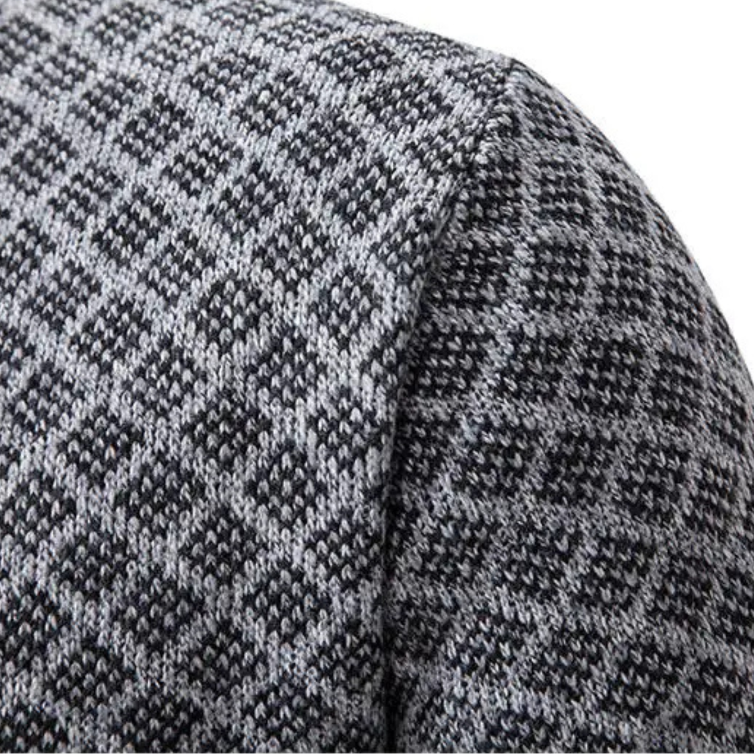 The Bibbona Men’s Knitted Diamond Pattern Zip Up Cardigan