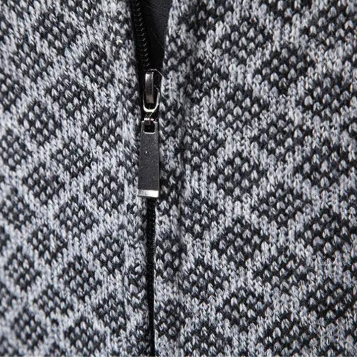 The Bibbona Men’s Knitted Diamond Pattern Zip Up Cardigan