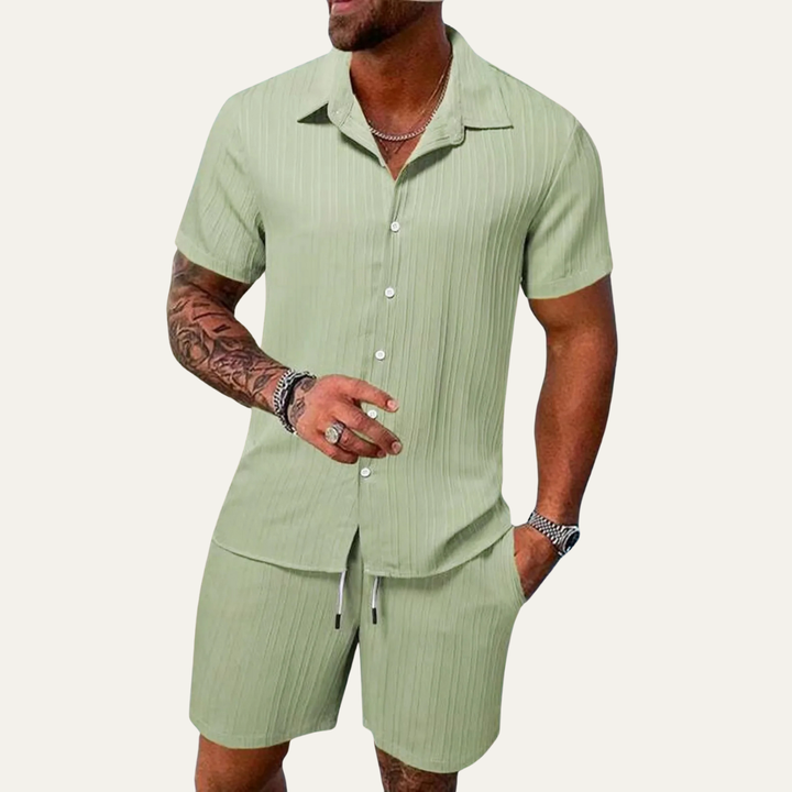 The Meadowhill Men’s Breathable Trendy Summer Set – Shirt & Shorts