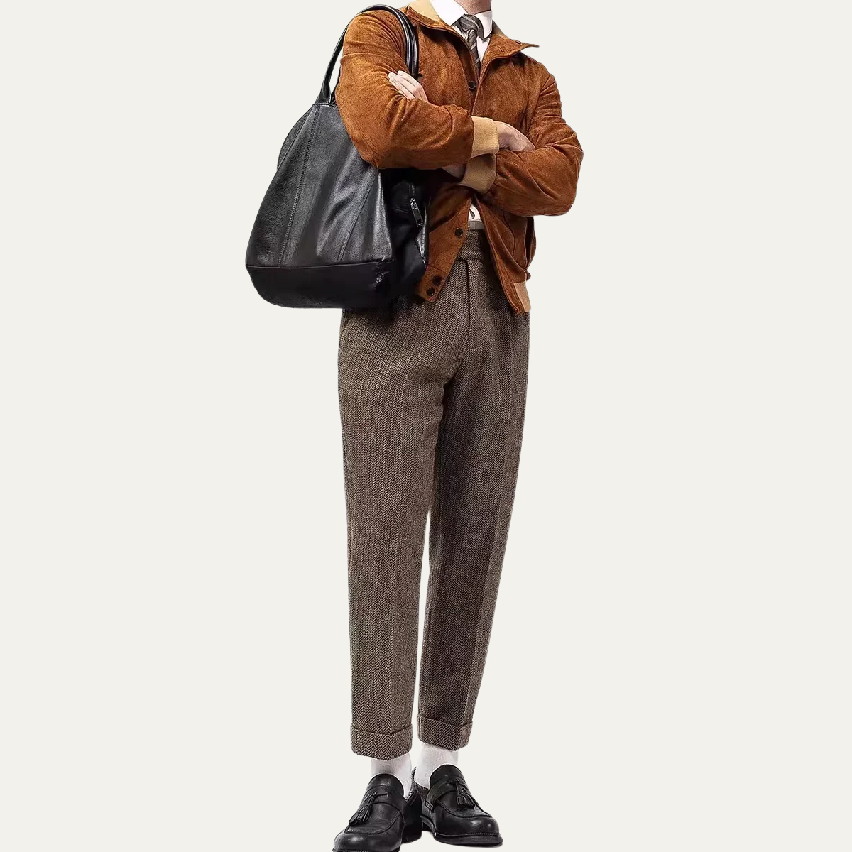 The Levico Men’s Retro Wool Straight Leg Tweed Pants with Pockets