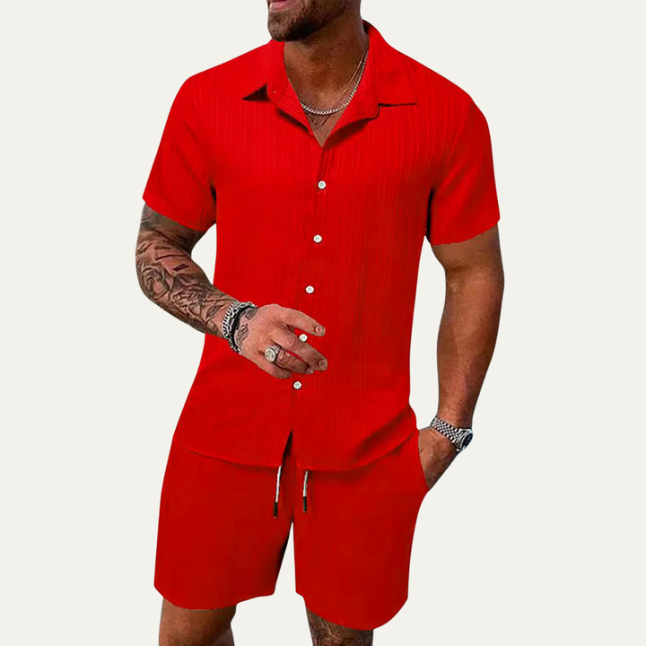 The Meadowhill Men’s Breathable Trendy Summer Set – Shirt & Shorts
