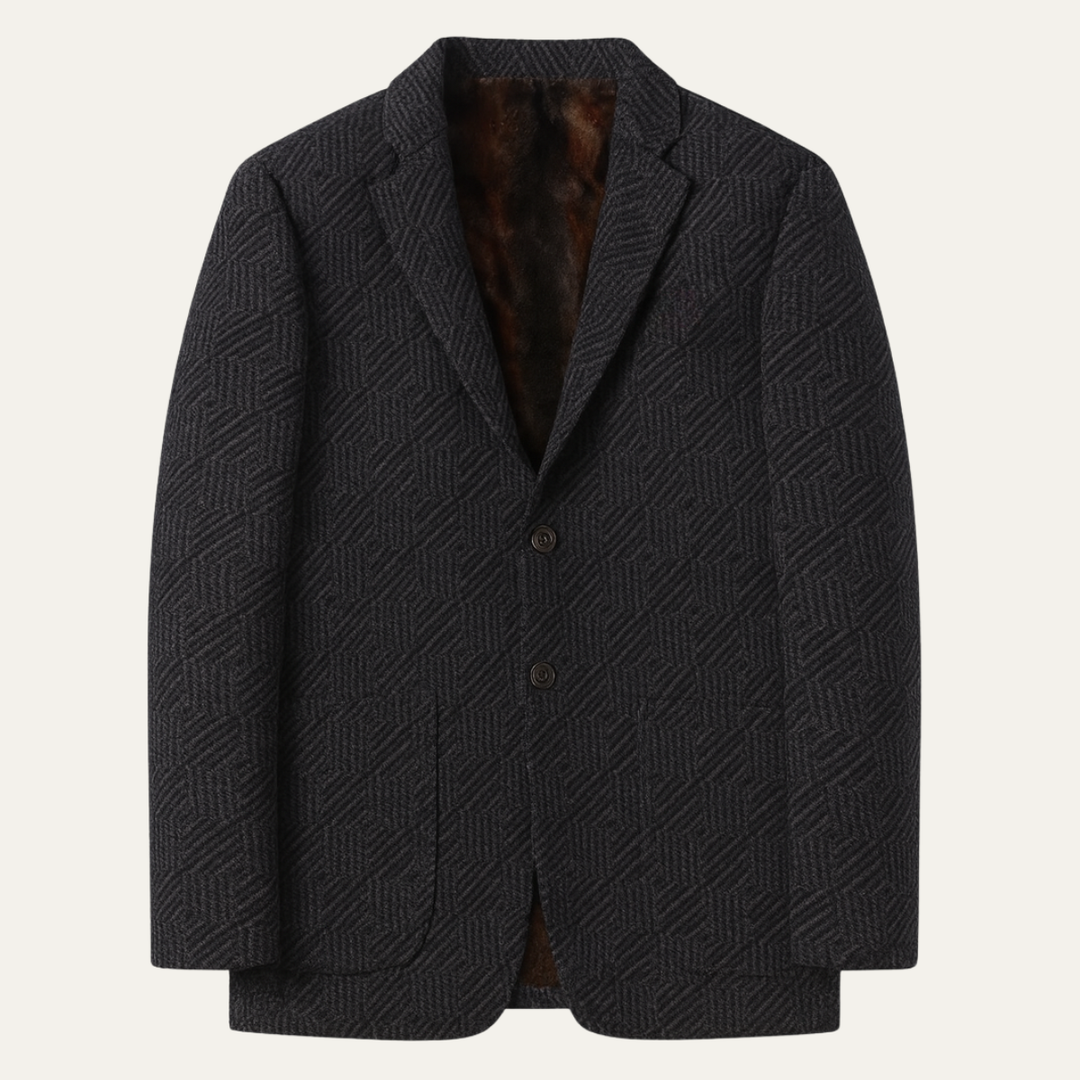 The Bremen Men’s Thick Warm Fur Lined Patterned Chenille Blazer