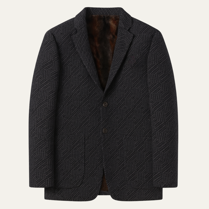 The Bremen Men’s Thick Warm Fur Lined Patterned Chenille Blazer