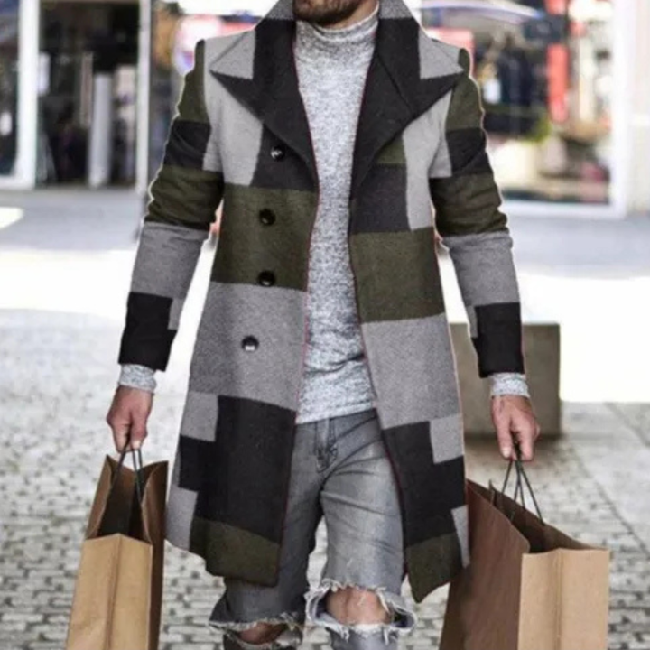 The Briarcliff Men's Long Plaid Check Coat