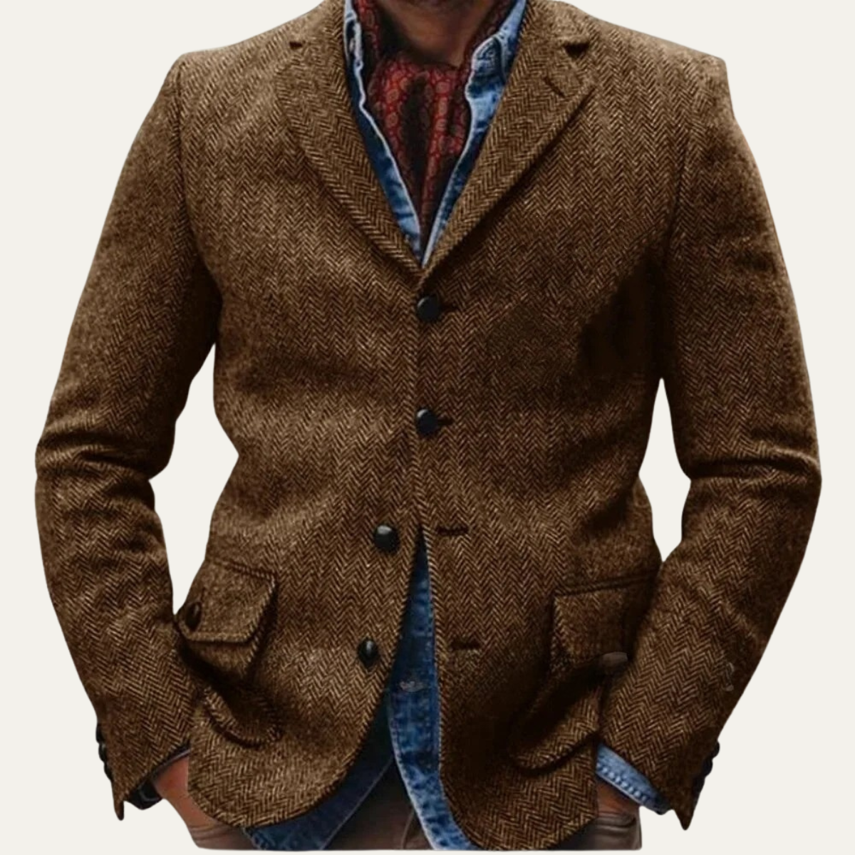 The Dolomiti Men's TweedSingle Breasted Business Blazer Suit - Dark Brown